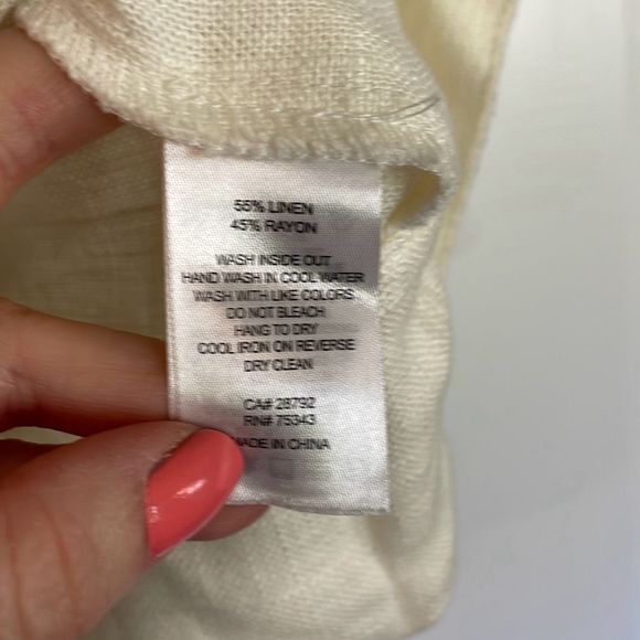 House of Harlow linen ivory puff sleeve tie back blouse xl - Picture 4 of 9